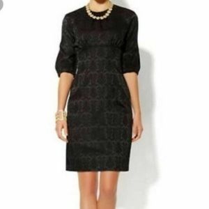 Black jacquard 3/4 sleeve Eva Mendes NY & Co dress
